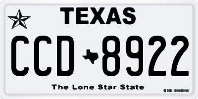 TX license plate CCD8922