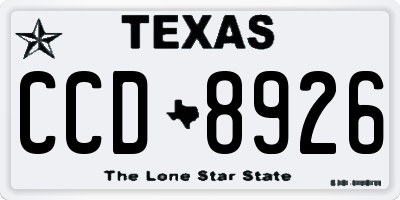TX license plate CCD8926