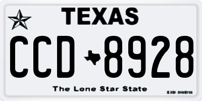 TX license plate CCD8928