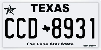 TX license plate CCD8931