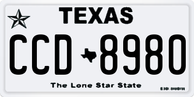 TX license plate CCD8980