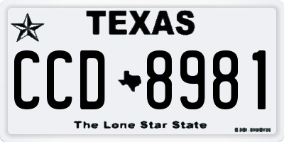 TX license plate CCD8981