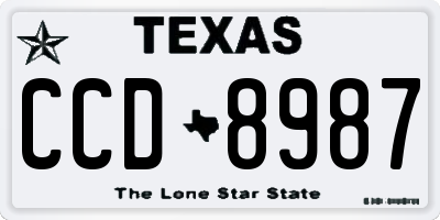 TX license plate CCD8987