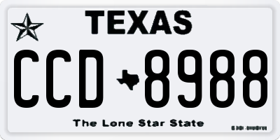 TX license plate CCD8988