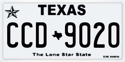 TX license plate CCD9020
