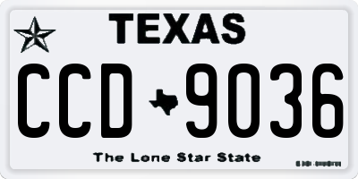 TX license plate CCD9036
