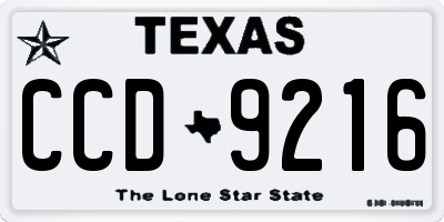 TX license plate CCD9216