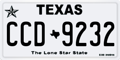 TX license plate CCD9232