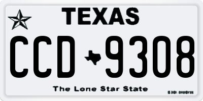 TX license plate CCD9308
