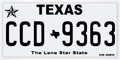 TX license plate CCD9363