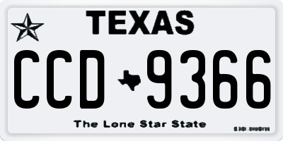 TX license plate CCD9366
