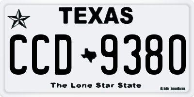 TX license plate CCD9380