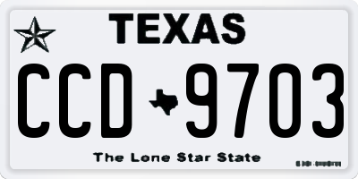 TX license plate CCD9703