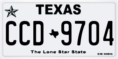 TX license plate CCD9704