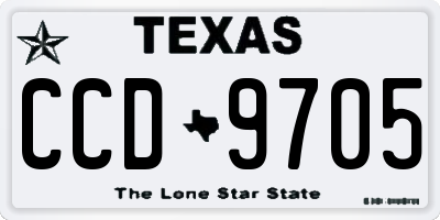 TX license plate CCD9705