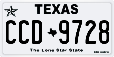 TX license plate CCD9728