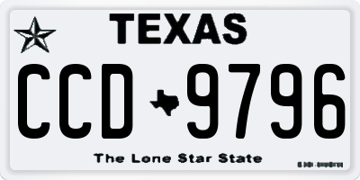 TX license plate CCD9796