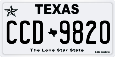 TX license plate CCD9820