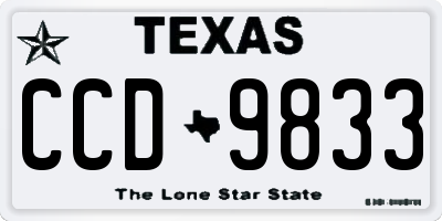 TX license plate CCD9833