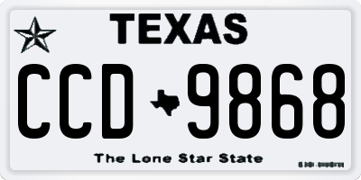 TX license plate CCD9868