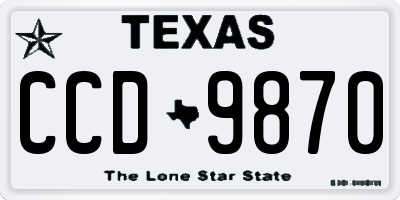 TX license plate CCD9870