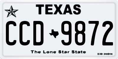 TX license plate CCD9872