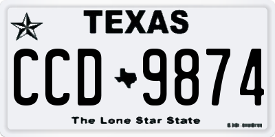 TX license plate CCD9874