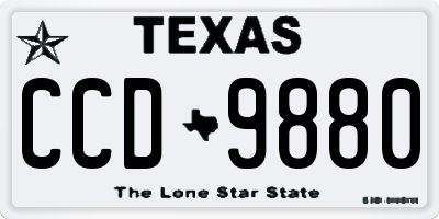 TX license plate CCD9880