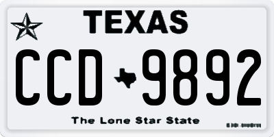 TX license plate CCD9892