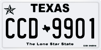 TX license plate CCD9901