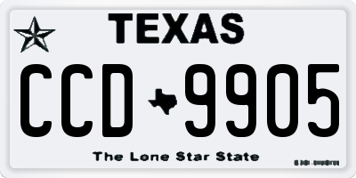 TX license plate CCD9905