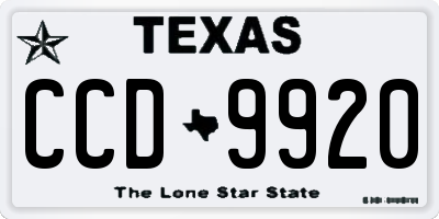 TX license plate CCD9920