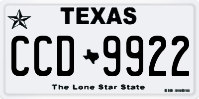 TX license plate CCD9922