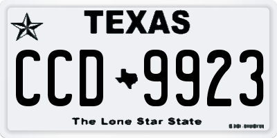 TX license plate CCD9923