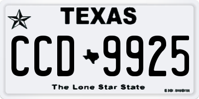TX license plate CCD9925