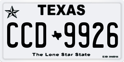 TX license plate CCD9926
