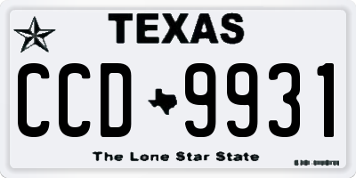 TX license plate CCD9931