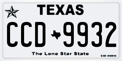TX license plate CCD9932