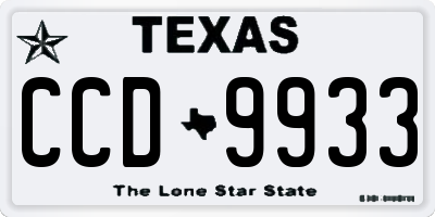 TX license plate CCD9933