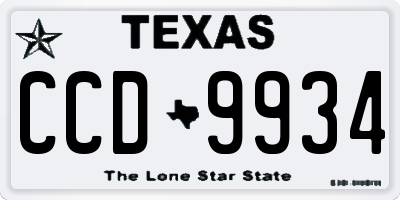 TX license plate CCD9934