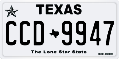 TX license plate CCD9947