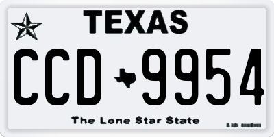TX license plate CCD9954