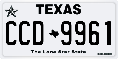 TX license plate CCD9961