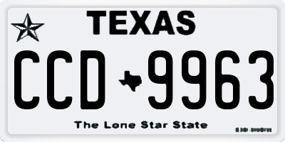 TX license plate CCD9963