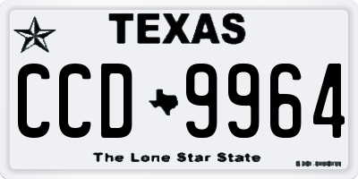 TX license plate CCD9964