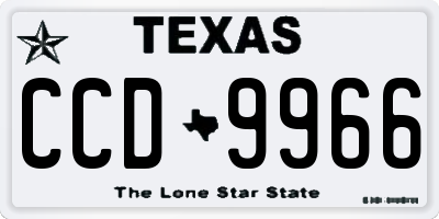 TX license plate CCD9966