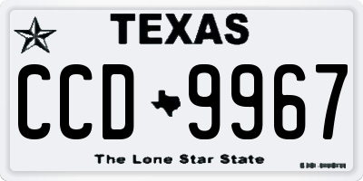TX license plate CCD9967