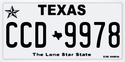 TX license plate CCD9978