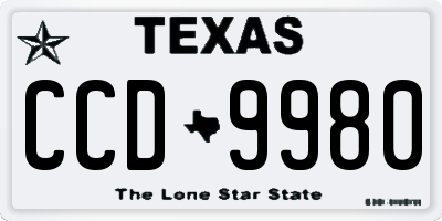 TX license plate CCD9980