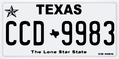 TX license plate CCD9983